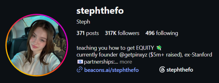 Instagram profile